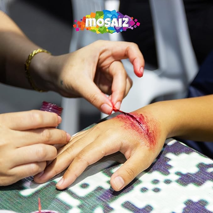 SFX Makeup Kit, Special Effects Makeup Kit with Fake Blood and Scar Wax, Makeup Sponges and Skin Spatula, Zombie Makeup Kit