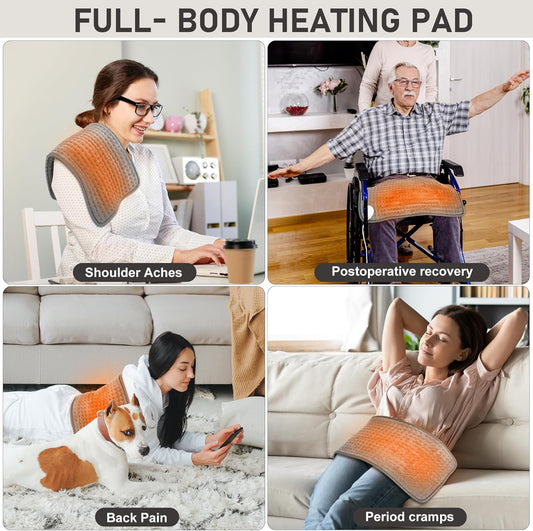 Large Heating Pad,OCSOSO Extra Large Heating Pad for Back Pain Relief Electric Heating for Period Cramps Knee Leg Pain Relief Moist/Dry Heat 10 Heat Setting (24"×12")