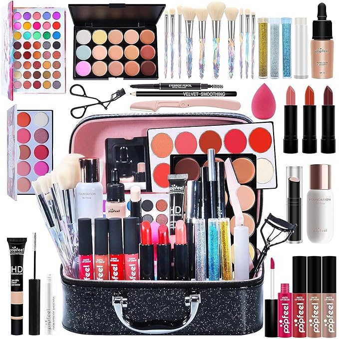 Makeup Kit For Women Full Kit, All in One makeup Gift full set, Include Eyeshadow Palette, makeup brushes, Lip Gloss Set, Lipstick, Foundation, Concealer, For Beginners and Professional