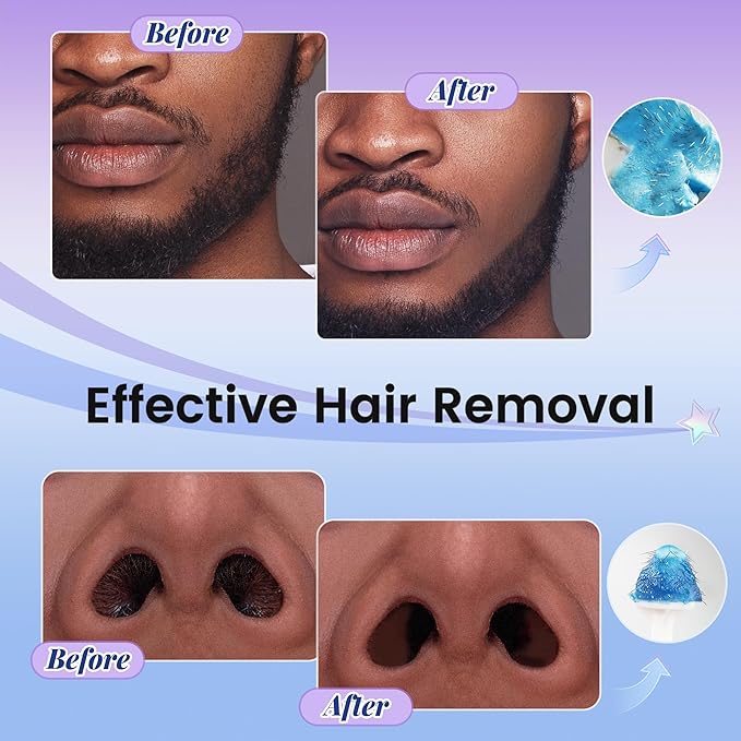 Nose Wax Kit for Men Nose Waxing, 100g Wax 30 Applicators Ear wax kit Hair Removal for Men and Women,Safe Quick Painless Nasal Waxing,10 Mustache Patch 10 Ears Guards,15-20 Uses