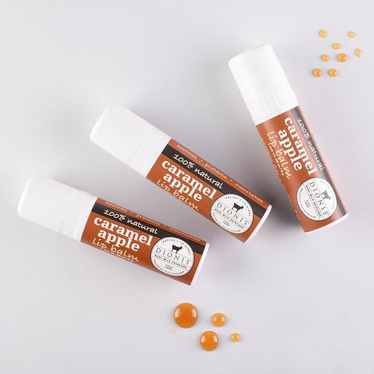 Dionis Goat Milk Skincare Caramel Apple Fall Lip Balm Gift Set - Beeswax, Shea Butter & Coconut Oil Lip Care Products Made in The USA - Cruelty Free Lip Moisturizer For Chapped Lips, 0.28oz 3 Pack