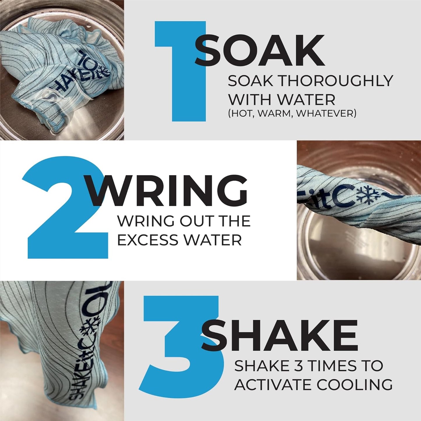 SHAKEitCOOL Original Cooling Towel – Be Cool in Style - Heat Relief, Soft, Lightweight, Sun Protection, Easy Clean - Perfect for Biking, Running, Yoga, Gym, Gardening - Football