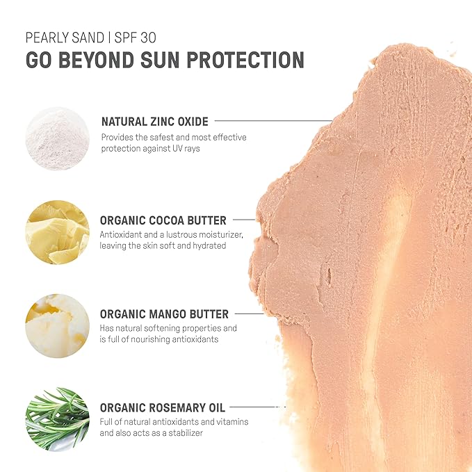 Raw Element Ultra-Moisturizing Tinted Face Cream, Non Toxic Mineral Face Sunscreen, Daily Tinted Moisturizer, Non-Nano Zinc Oxide, Reef Friendly, All Ages, SPF 30, 1.8 oz, Pearly Sand, Pack of 1