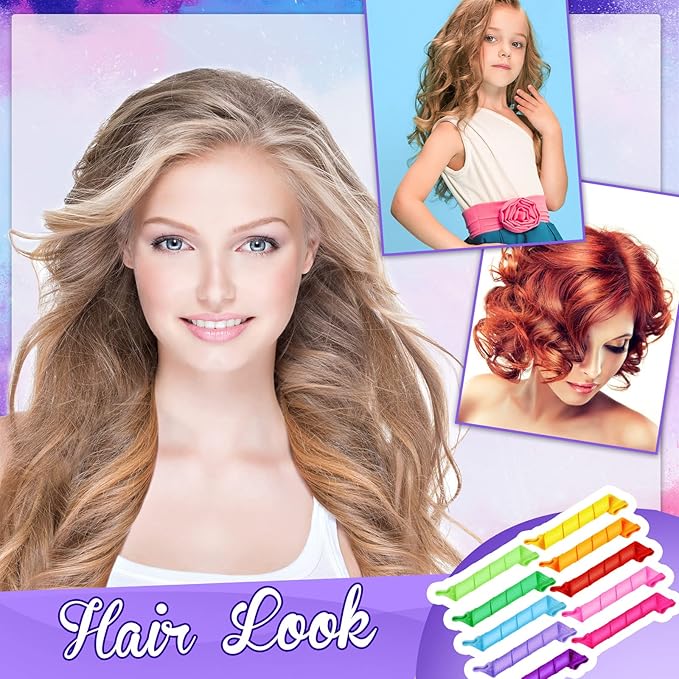 Yilloog 40 Pieces Hair Curlers Kit Heatless Spiral Curlers Tools with 2 Styling Hooks and 1 Storage Bag Multicolor Magic Curls Rollers for Women Long Medium Short Hair Classic Style