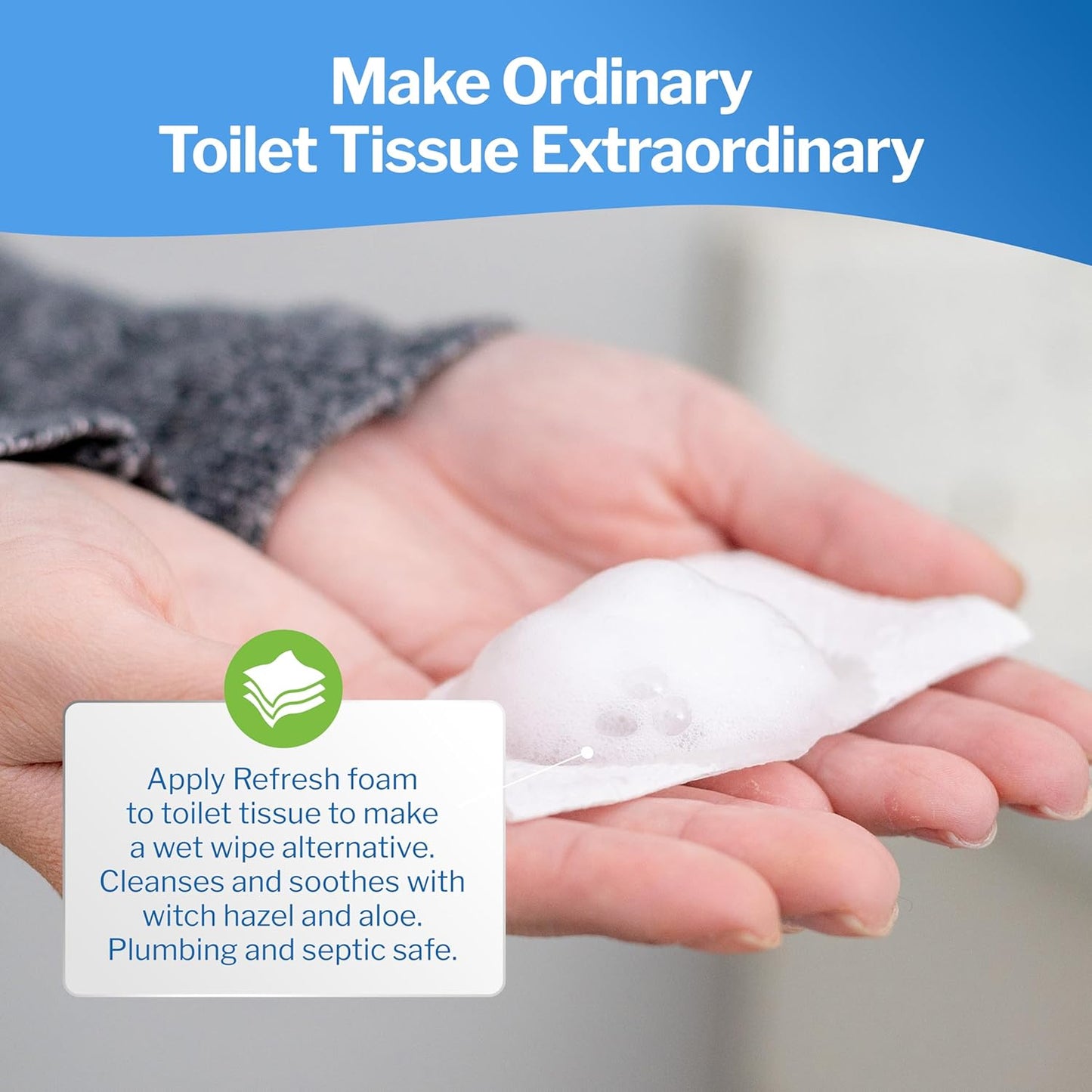 Refresh Liquid Wipe: Toilet Paper Foam. Eco-Friendly Wet Wipe Alternative. Cleanses and Soothes with Witch Hazel and Aloe. Plumbing and Septic Safe 250ml (8.45 Fl Oz).…