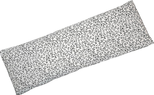 Microwavable Corn Filled Heating Pad and Cold Pack/Washable 100% Cotton Cover (Vines - Black and White, 5.25in W x 17.25in L)
