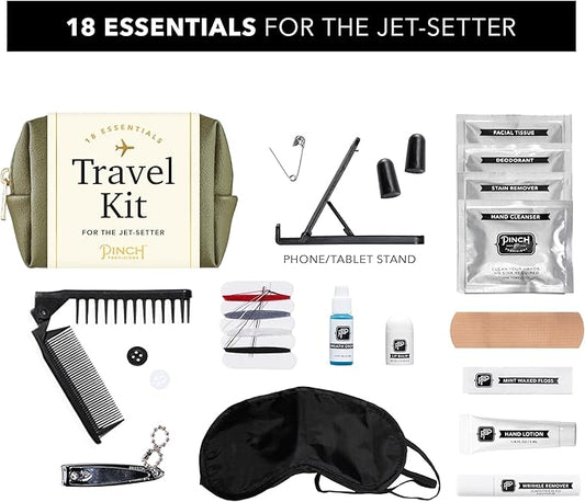 Pinch Provisions Travel Kit, includes 18 Must-Have Emergency Essential Items for Travelling, Ideal Road Trip or Airport Gift for Friends, Family & Peers, Portable Pouch