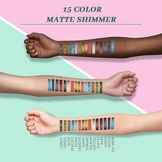 Dito 15 Color Jungle Eyeshadow Palette With 2Pcs Makeup Brush, Long Lasting Matte Makeup Palette With Mirror, Waterproof Shimmer Glitter Eyeshadow Pallet For Wife & Lover & Mother