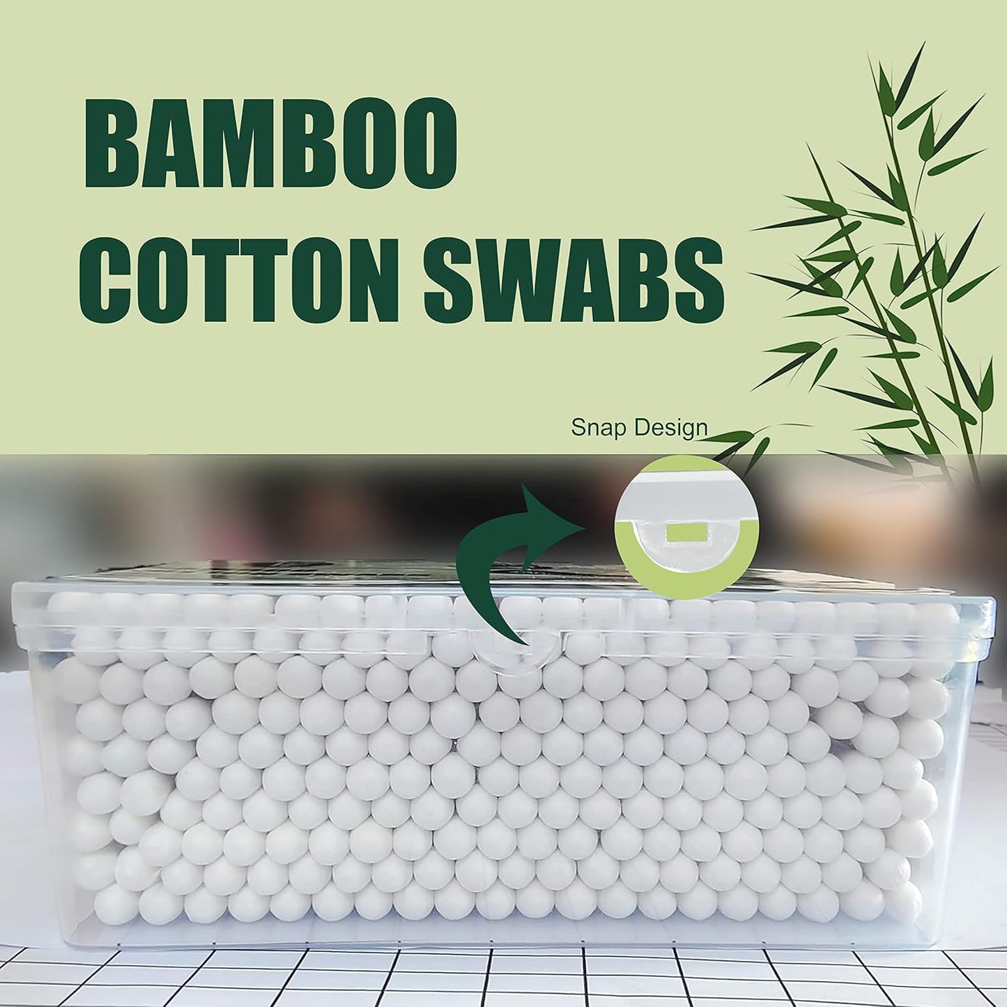 Bamboo Cotton Swabs 1000 Count|Double Round Biodegradable Cotton Buds|5 packs of 200ct