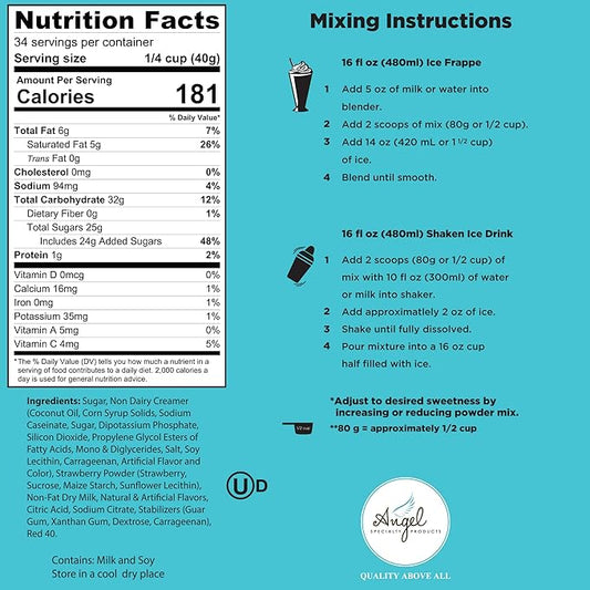 Strawberry Blended Crème Mix (Strawberries N' Cream) by Angel Specialty Products [3 LB]