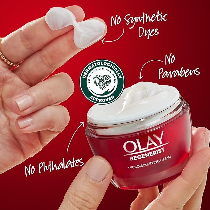 Olay Face Moisturizer, Regenerist Micro-Sculpting Facial Cream for Women - Instant Hydration, Anti-Aging, Anti-Wrinkle, Firming Skin Care - Hyaluronic Acid, Niacinamide, Amino Peptides, 1.7 Oz