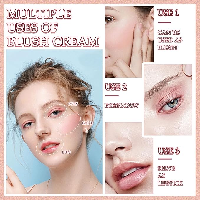 Cream Blush Stick,Multi-Use Makeup Blush Stick,Blendable Long Lasting Waterproof Blush Stick,Soft Tinted Moisturizer Cream Face Blush Makeup Stick for Cheeks & Lips Tint (#01 Shy Pink)