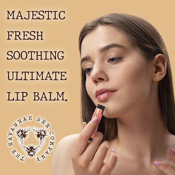 Savannah Bee Lip Balm Hanger 0.15 oz - Invigorating Mint Flavor - Natural Ingredients for Supple, Soft Lips - Convenient Hanger Design (.15 Oz, Peach)