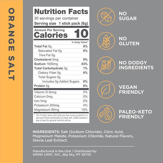 Drink LMNT Zero Sugar Electrolytes - Orange Salt | Drink Mix | 30-Count