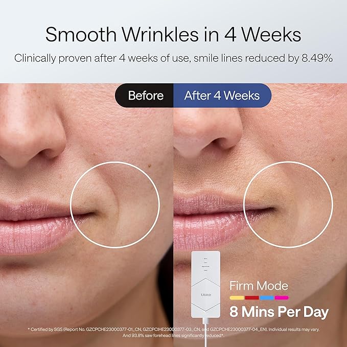 Ulike ReGlow LED Light Therapy Mask, Red Light Therapy for Face, 4 Modes with Red, Blue, Yellow & Infrared Red Lights for Reduce Acne & Anti-Aging, Eye-Protection, 272 Beads, Remote Control