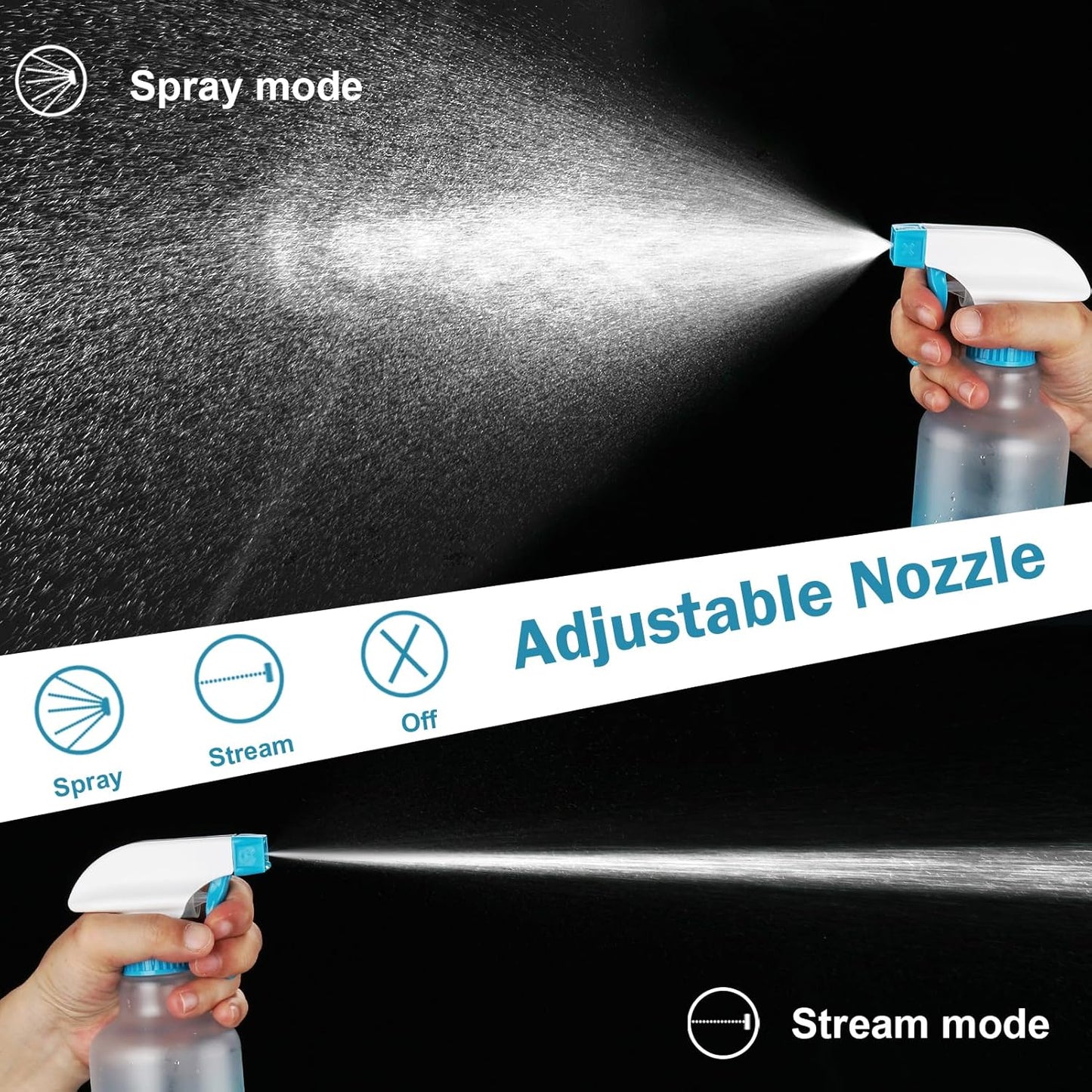 Spray Bottles 16.9oz/500ml Plastic Spray Bottle for Hair Mist/Stream Empty Spray Bottle Heavy Duty Refillable Containers for Cleaning Solutions, Plants Gradient 2 Pack (Blue)