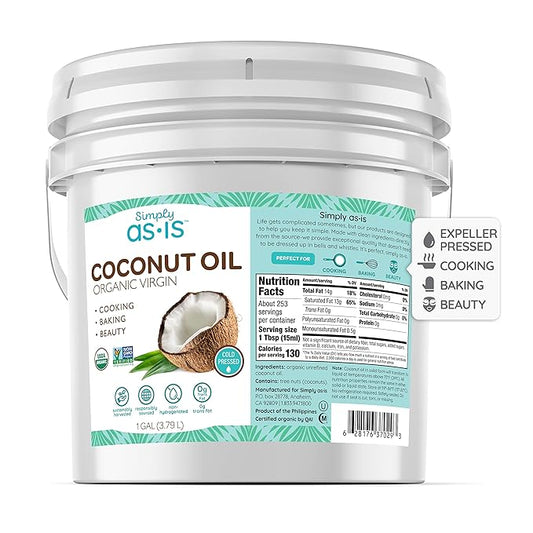 Simply as-is | Cold Pressed & Organic Virgin | Unrefined | Coconut Flavor for Cooking & Baking | Deep Moisturizer for Beauty Oil | 128 fl oz