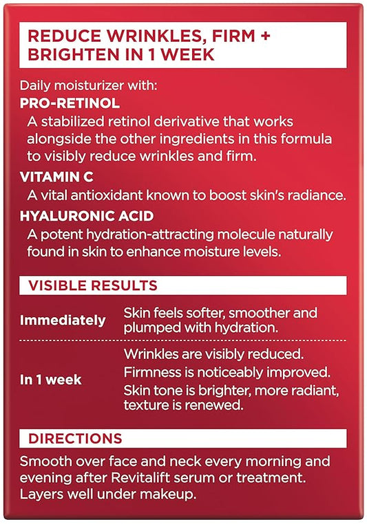 L'Oreal Paris Revitalift 1.5% Pure Hyaluronic Acid Face Serum + Triple Power Anti-Aging Face Moisturizer, 1 kit