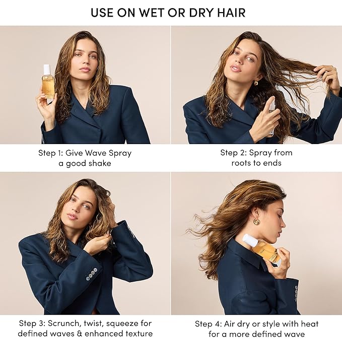 OUAI Wave Spray - Texture Spray for Hair with Coconut Oil & Rice Protein - Adds Texture, Volume & Shine for Beach Waves - Paraben Free, Safe for Color & Keratin-Treated Hair (6 fl oz)
