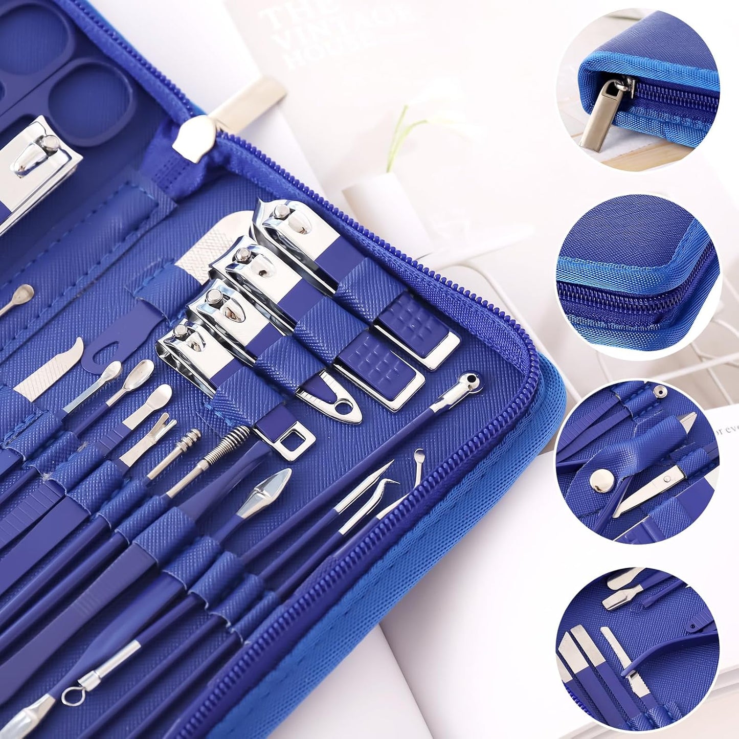 Manicure Set Pedicure Kit Womens Nail Clippers Set 32 in 1 Professional Grooming Care Tools Nail Kit Including Facial, Fingernails and Toenails Care with Travel Case Women