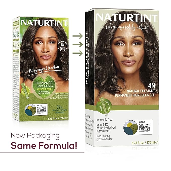 Naturtint 4N Natural Chestnut Permanent Hair Color (Pack of 1), Ammonia Free, Vegan, Cruelty Free, up to 100% Gray Coverage, Long Lasting Results (Packaging may vary)