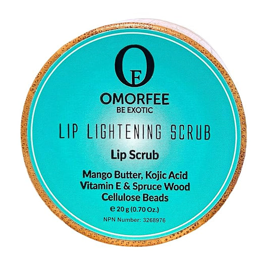 Omorfee 100% Organic Lip Lightening Scrub, Vegan Lip Exfoliator & Moisturizer, Gentle Overnight Lip Mask Treatment, With Kojic Acid, Vitamin E & Natural Beads for Dull, Dry & Dark Lips- 20g/0.70Oz