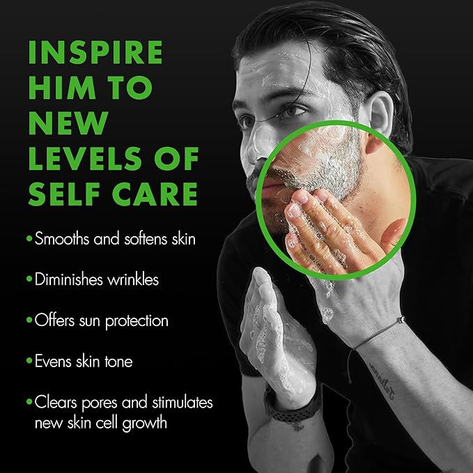 Tiege Hanley Mens Skin Care Gift Box Set, Gold - Men's Skincare Set with Face Wash, AM & PM Moisturizer, Scrub, Clay Mask, Body Wash, Deodorant, Anti Chafe Powder, Scrubber & Dopp Kit