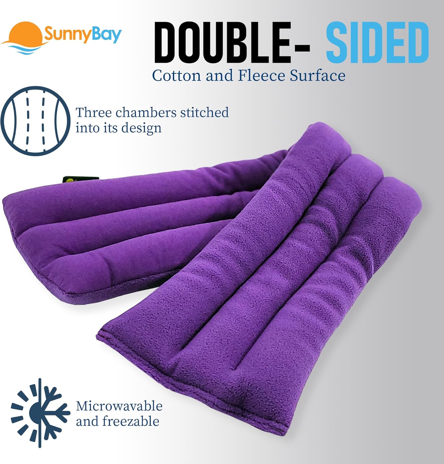 SunnyBay Microwave Heating Pad, Microwavable Heated Neck and Shoulder Wrap for Moist Hot or Cold Therapy, Lightly Weighted with Moldable Flaxseed, 26x6 Inches, Made in USA, Purple