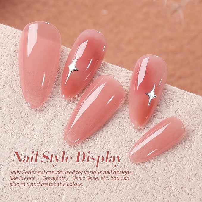 Born Pretty Jelly Burgundy Gel Nail Polish Blood Wine Red Nude Pink Gel Polish Sheer Transparent Halloween Gel Polish Kit Wild Rose for Salon Manicure and Nail Art DIY at Home 6Colors