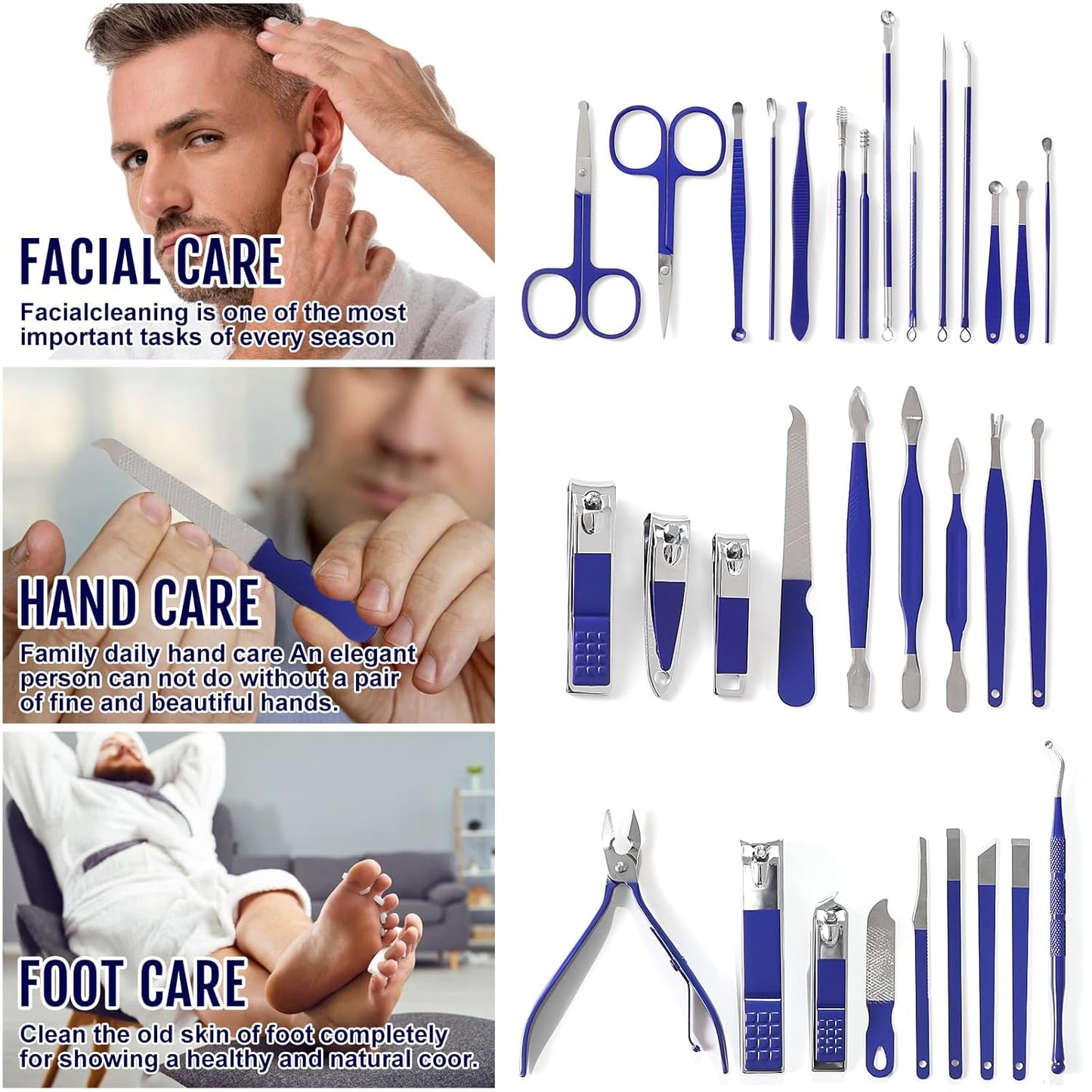 Manicure Set Pedicure Kit Womens Nail Clippers Set 32 in 1 Professional Grooming Care Tools Nail Kit Including Facial, Fingernails and Toenails Care with Travel Case Women