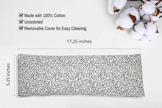 Microwavable Corn Filled Heating Pad and Cold Pack/Washable 100% Cotton Cover (Vines - Black and White, 5.25in W x 17.25in L)