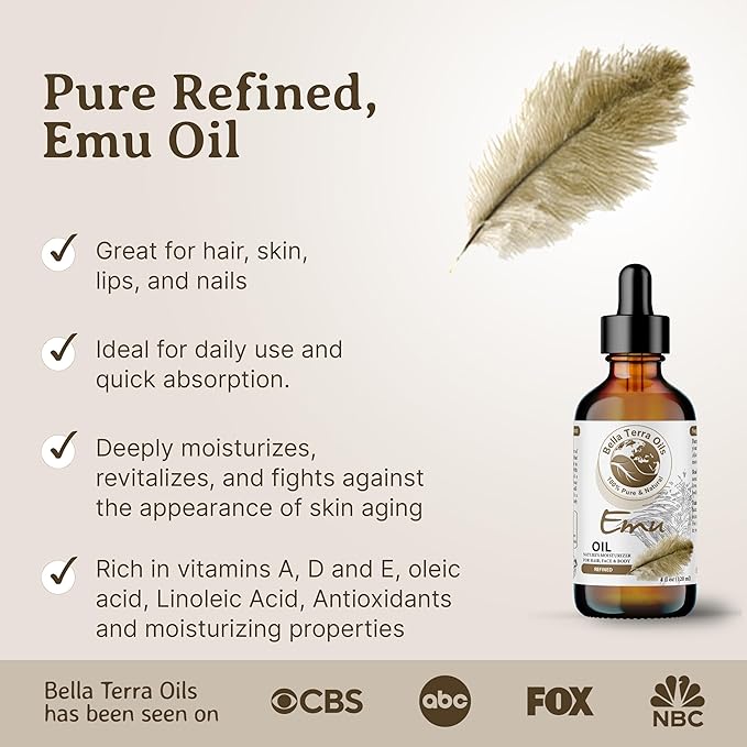 Bella Terra Oils Pure Emu Oil - 1 gallon. For Enhanced Skin Hydration and Smoothness – Lightweight, Non–Greasy