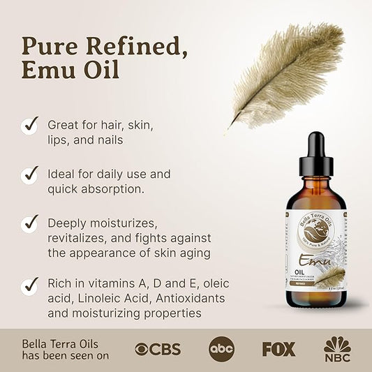 Bella Terra Oils Pure Emu Oil - 1 gallon. For Enhanced Skin Hydration and Smoothness – Lightweight, Non–Greasy