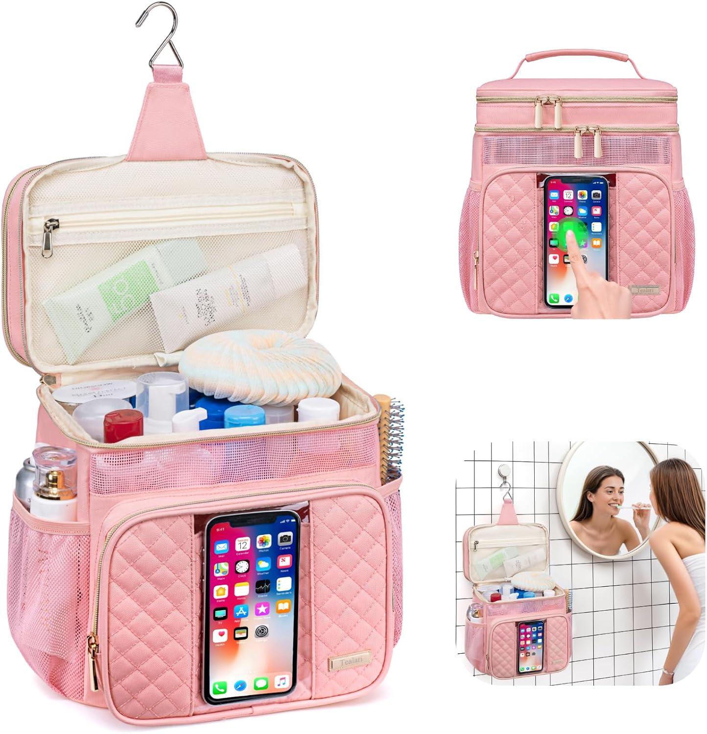 Large Toiletry Bag for Women Men,Bathroom Bag,Water Resistant Portable Shower Caddy for College Dorm,Hanging Toiletry Bags for Traveling,Gym Camping Cruise Ship Travel Essentials Shower Bag