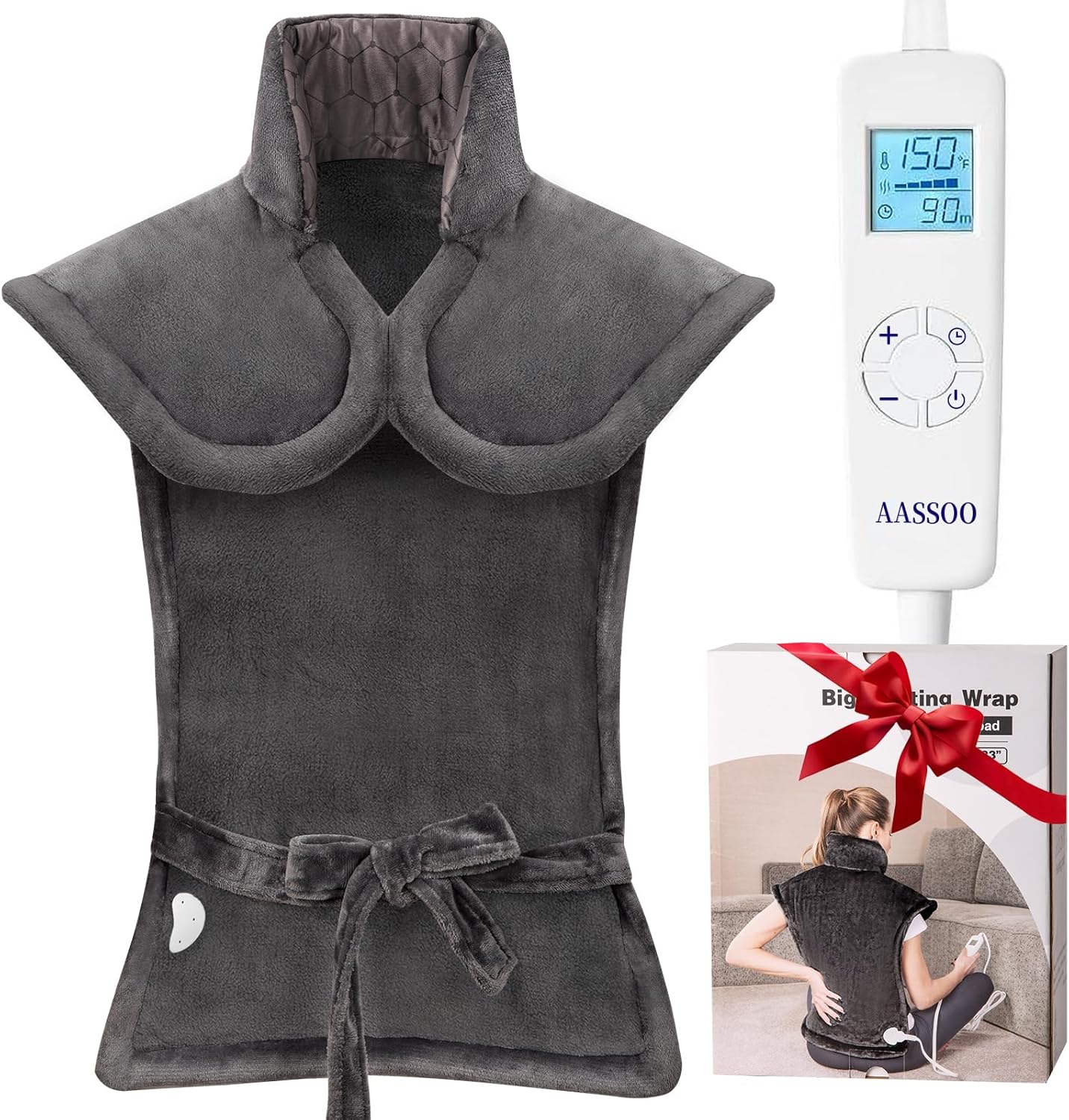 Graphene-Infused Heating Pad for Back and Neck Shoulder for Pain Relief, Large Heat Pad for Women Men Dad, FSA Eligible Items Only List, Weighted Electric Heat Pad, 24"x37", ETL Certified