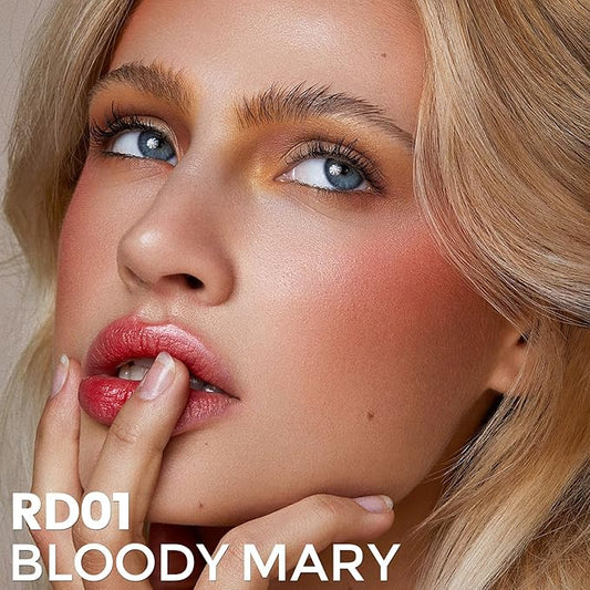 FOCALLURE Silky Cream Liquid Blush,Leaving a Matte Dewy Makeup Look,Easy to Apply and Create a Natural Flush,Long Lasting and Lightweight Cheek Blush Face Makeup,BLOODY MARY