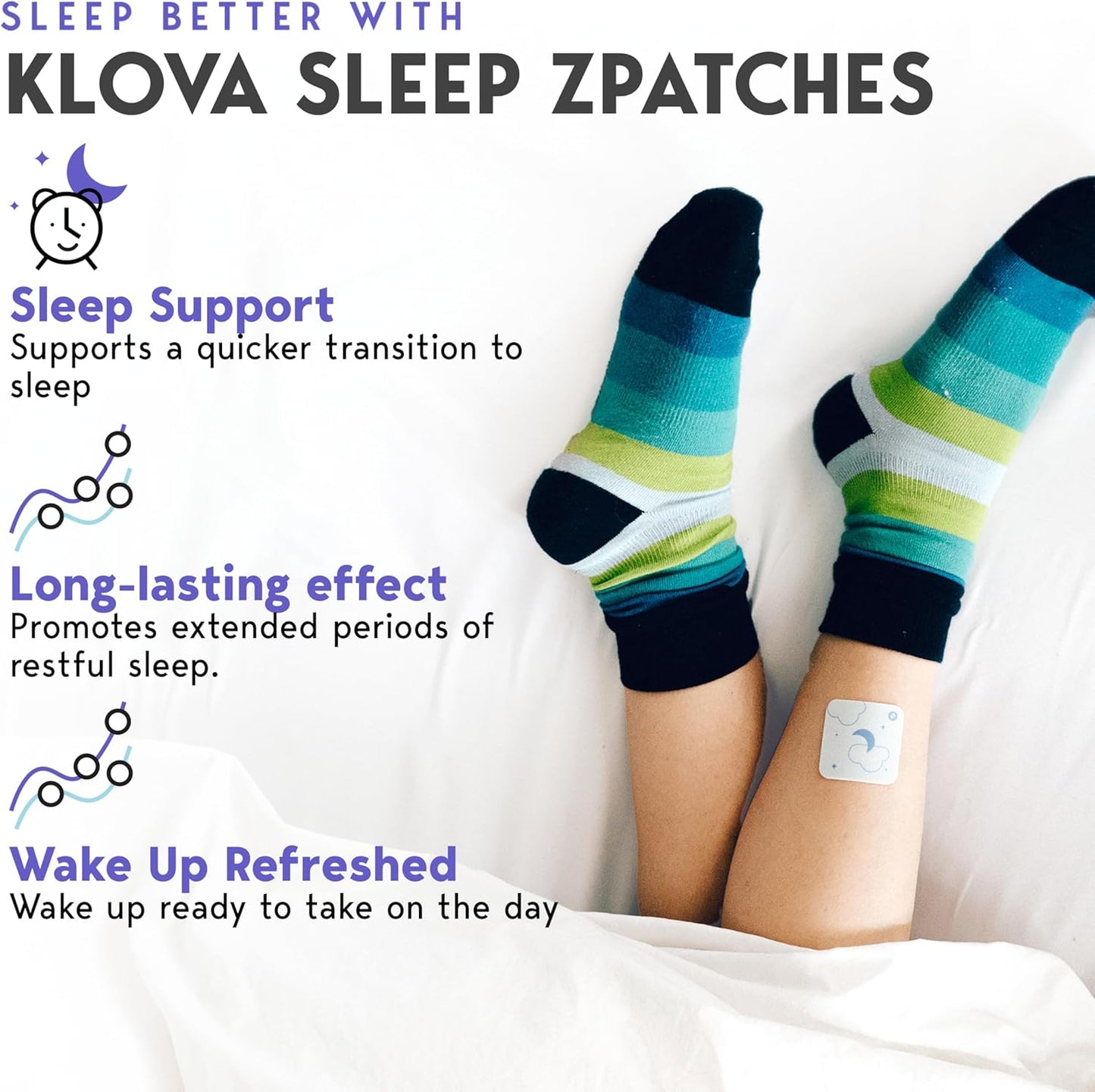 Klova ZSleep Patches for Adults | Natural Sleep Aid with Melatonin, Ashwagandha, Valerian, GABA & L-Theanine | Fall Asleep Faster, Stay Asleep Longer & Wake Up Refreshed | 28 Sleep Patches