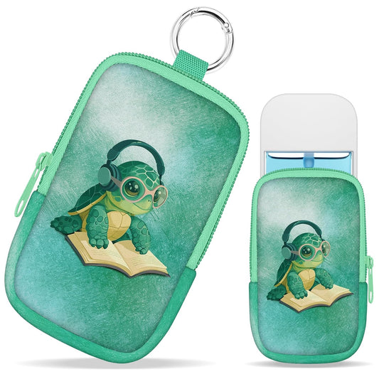 Cute Sea Turtle Book Hand Sanitizer Spray Case, Hand Sanitizer Holder Zippered Pouch, Fashion Accessory with Snap Hook for Glow Mist and Power Mist 1FL OZ