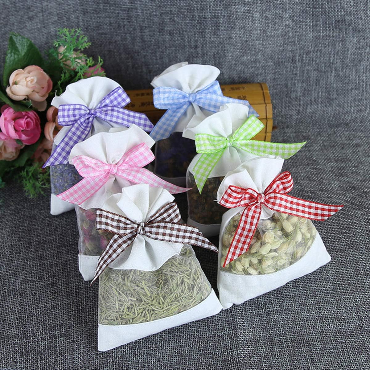 Sachet Empty Bags Linen Fabric Bags Organza Gauze Bags for Lavender, Spice and Herbs