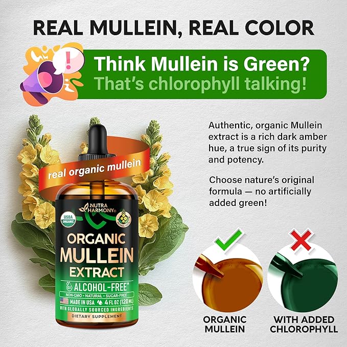 Mullein Drops for Lungs - USDA Organic Liquid - Mullein Leaf Extract Supplement - Made in USA - Lung & Bronchial Cleanse for Smokers - Respiratory Health Support - As Tincture, Tea, Pills - Pack of 2