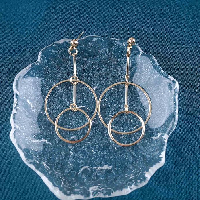 Vintage Hollow Circle Dangle Earrings Exaggerated Circle Drop Earrings Large Circle Hoop Earrings Gold Bar Earrings Jewelry for Women