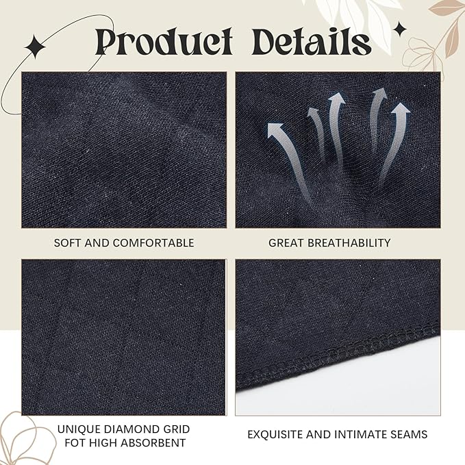 Toulite 10 Pcs Cotton Bra Liners 3 Layer Rectangle Under Bra Pads Sweat Liners for Women Sweating Supplies