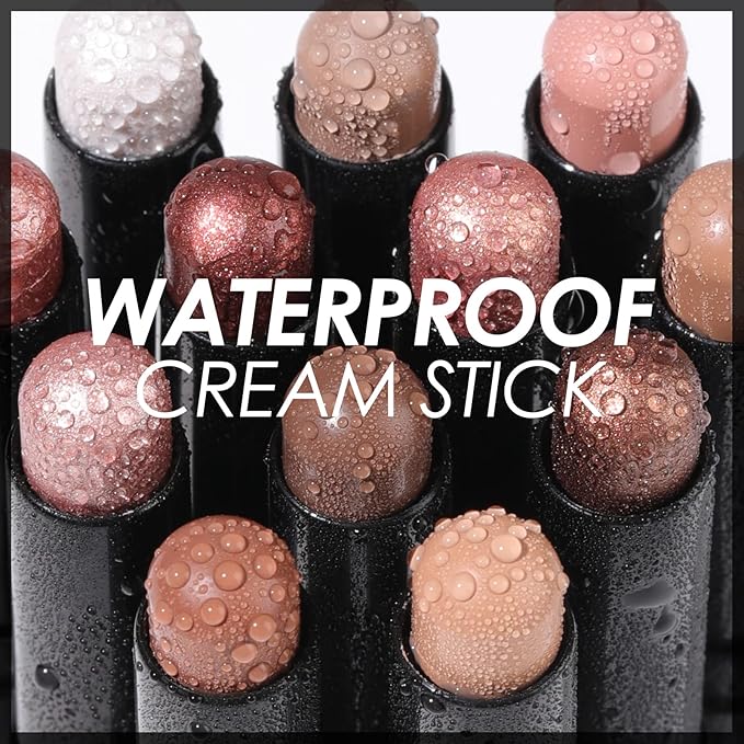 FOCALLURE Shimmer and Matte Cream Eyeshadow Stick,Smooth Brilliant Eye Brightener Pencil,High Pigment Eye Highlighter Pen for Women,Long Lasting Waterproof Eye Shadow and Liners Makeup (SOLO)