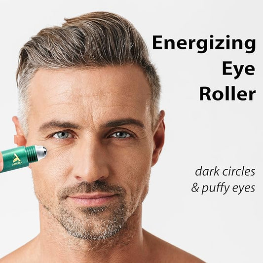 Abera Eye Roller Serum with Mint Essence, Vitamin C and Peptides - Energizing Serum for Dark Circles and Puffiness, Fine Lines Serum, 0.34 fl oz
