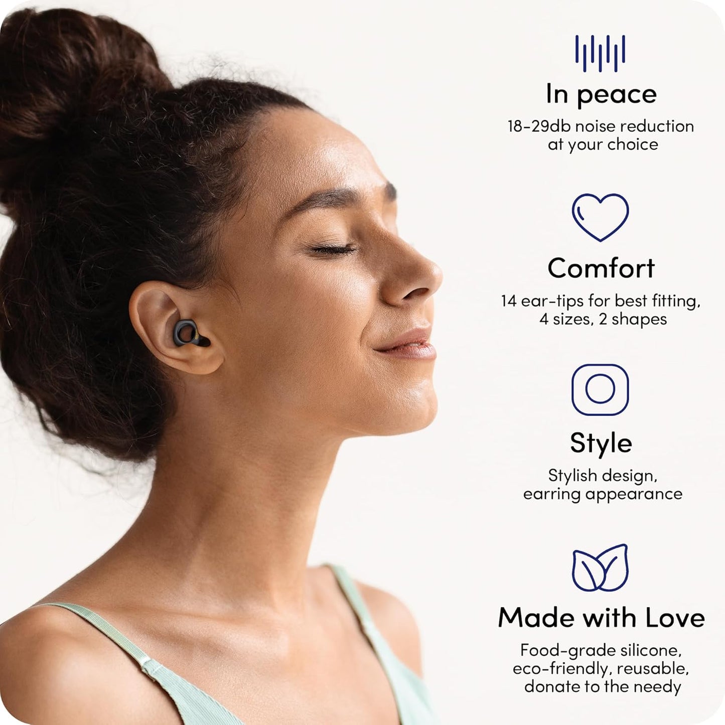 Audree Style Ear Plugs for Noise Reduction, Reusable High Fidelity Earplugs for Concerts, Musicians, Motorcycles, Study, Parent, Party, Flights & Noise Sensitivity, 18-29dB Noise Cancelling (Grey)