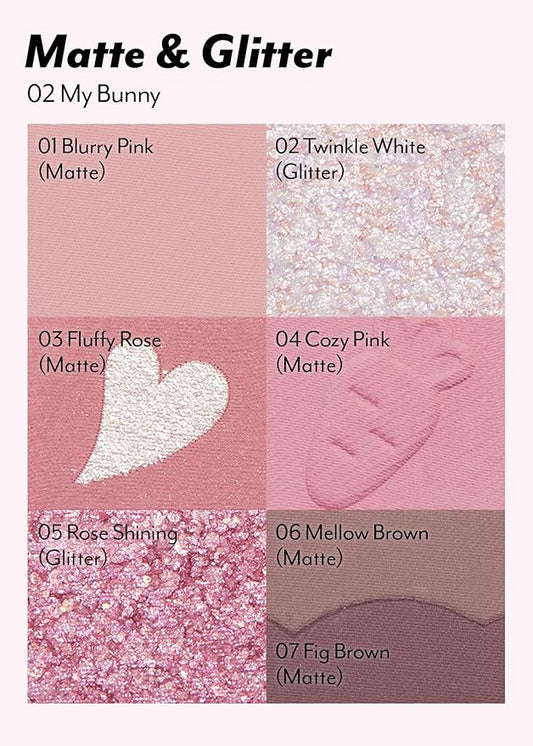I'M MEME Wonder Soft Layer Palette - 7 Shades | Portable Size, Versatile, Blendable, Neutral Colors with Soft Texture, 02 My Bunny, 0.23 Oz