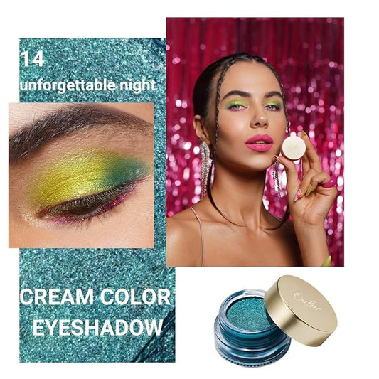 Oulac Teal Eyeshadow Green Glitter Eyeshadow Highly Pigmented Eye Shadow Waterproof & Long Lasting for Women with Moisturizing Formula. Multi-use for Highlighter. 6g (14)