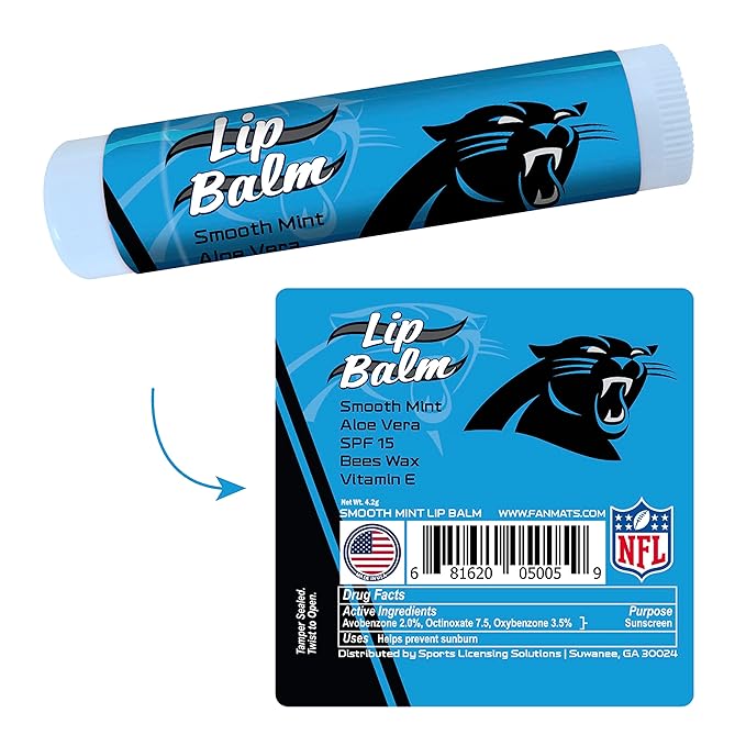 FANMATS 34623 Carolina Panthers Smooth Mint SPF 15 Lip Balm