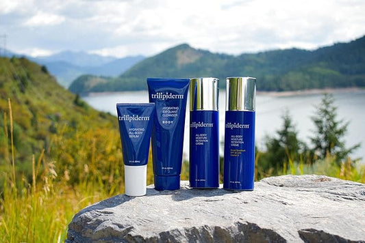Trilipiderm Essential Body Regimen Bundle Set – 4 Simple Steps for this regimen - Start with Gentle Exfoliant Cleanser, Sun Care and Rejuvenating System that is powerful, natural and healthy hydration