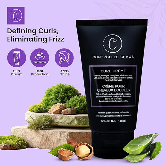 Controlled Chaos Curl Cream for Curly Hair Defining Cream with Shea Butter for Long Lasting Frizz Free Curls – Sulfate & Paraben Free Aloe Vera Curling Cream for Wavy Hair, Made in USA(5Oz)